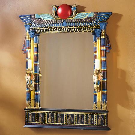 DESIGN TOSCANO Wadjet Egyptian Wall Mirror with Cobra Sconces CL2558